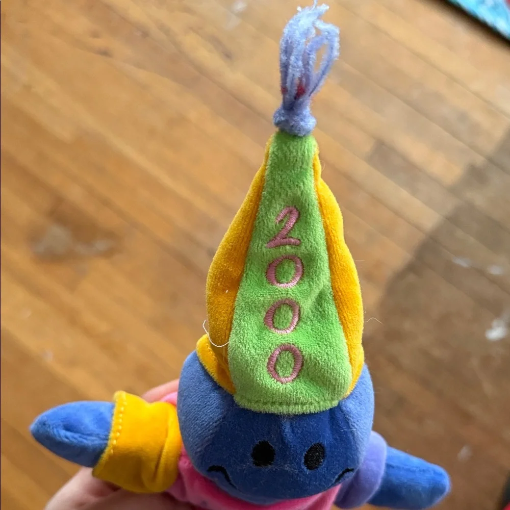 Vintage 2000 New Years Party Plush Toy with Colorful Hat